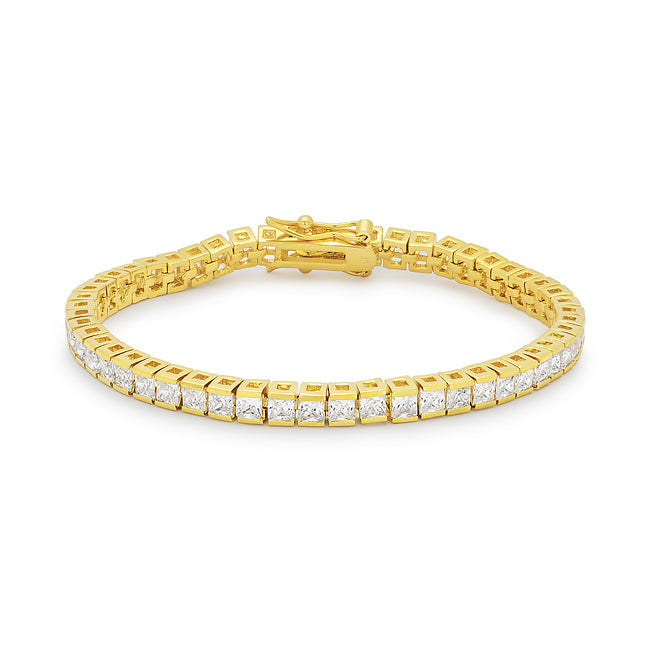 Victoria Tennis Bracelet 7” Princess Cut | Clear | Rose Gold Toned
