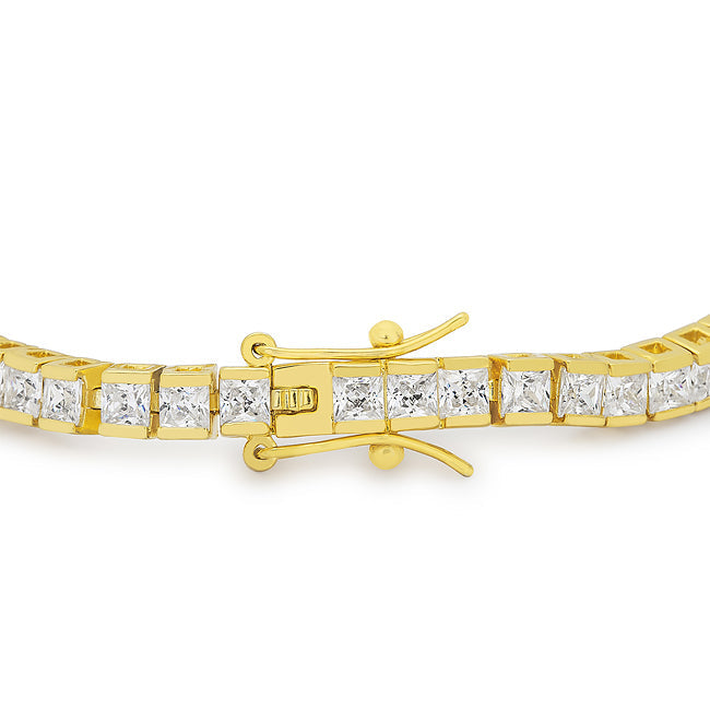 Victoria Tennis Bracelet 7” Princess Cut | Clear | Rose Gold Toned