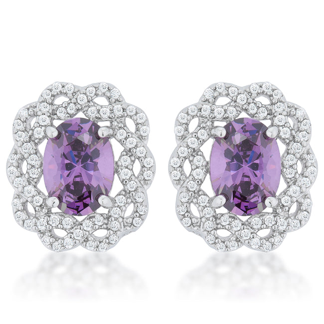 Mia Oval Stud Earrings | Amethyst