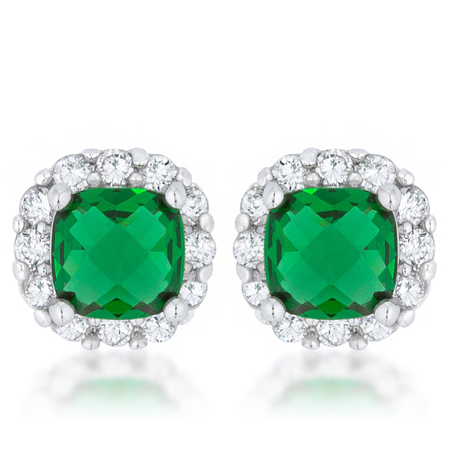 Liz Cushion Stud Earrings | Emerald
