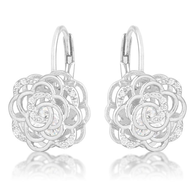 Rose Drop Earrings | Silver