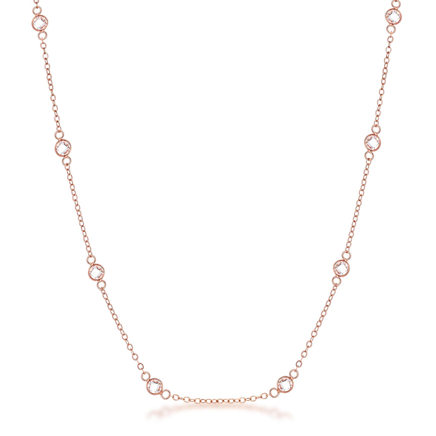 Lecia 16" Round Bezel Saturn Necklace | Rose Gold