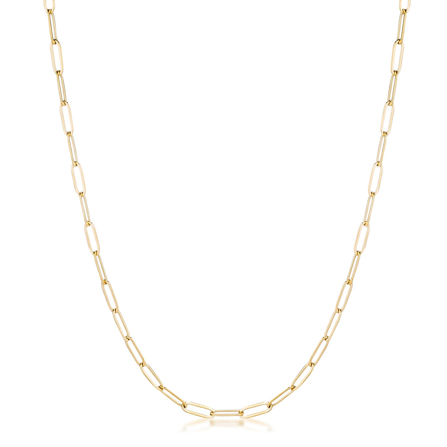 Classic Small Paperclip Chain Necklace | 16k Gold Plated