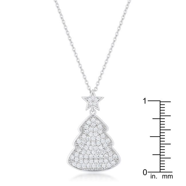 Christmas Tree Drop Clear Necklace | Silver