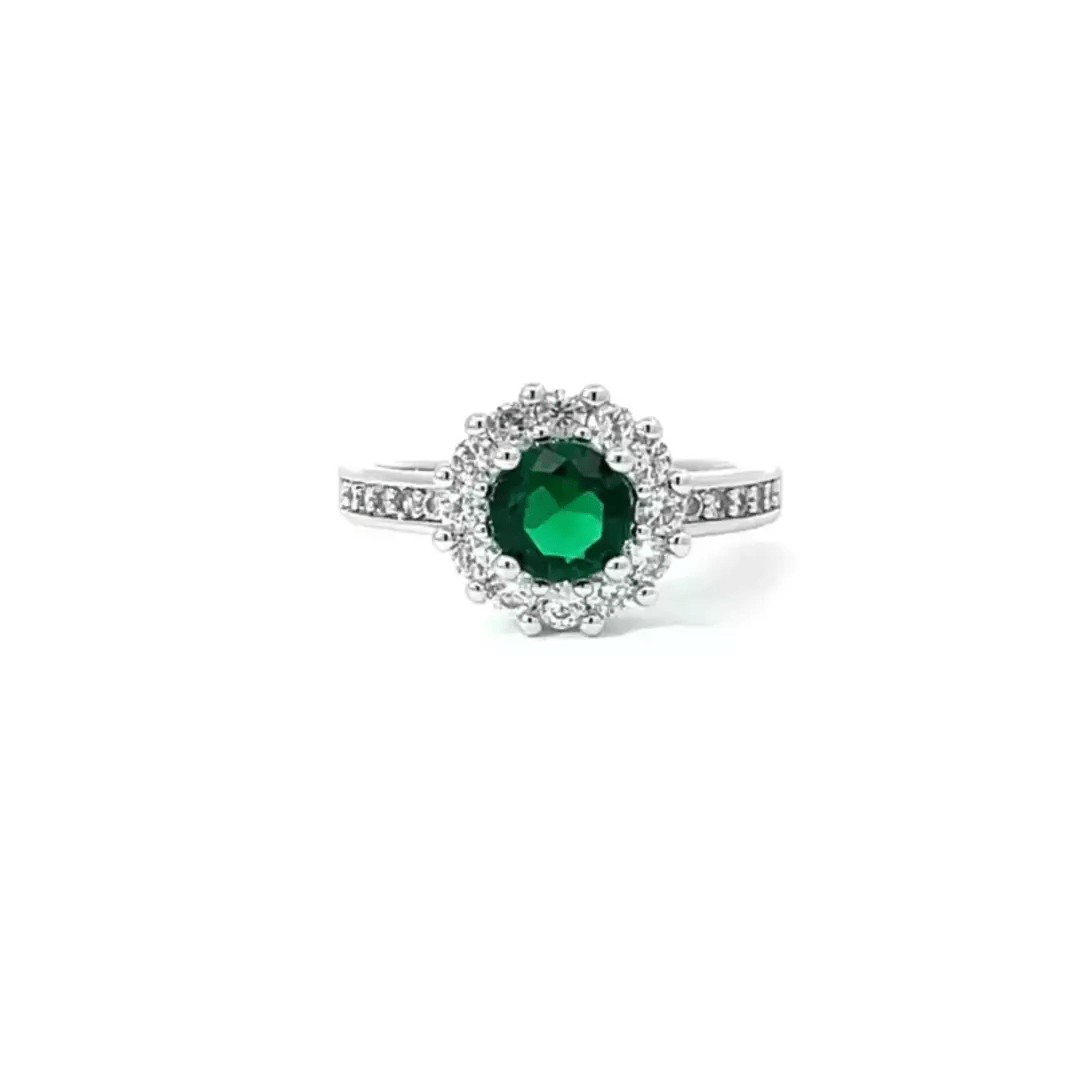 Bella Birthstone Ring | Emerald Green |Silver