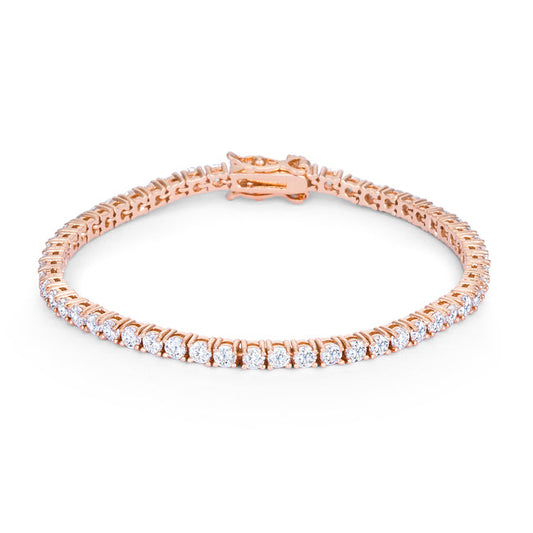 Victoria Tennis Bracelet 8” Princess Cut | Clear | Rose Gold Toned