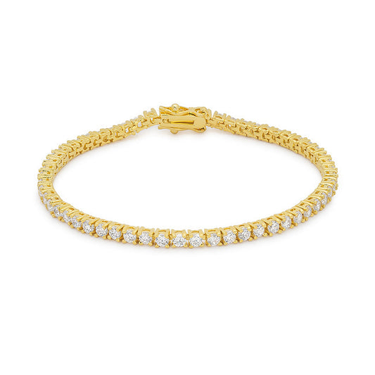 Victoria Tennis Bracelet 8” Princess Cut | Clear | Gold Toned