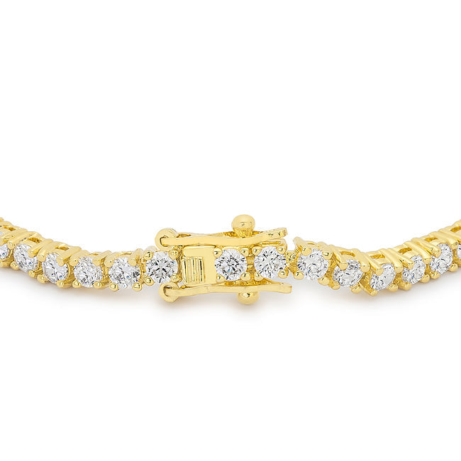 Victoria Tennis Bracelet 8” Princess Cut | Clear | Gold Toned