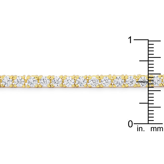 Victoria Tennis Bracelet 8” Princess Cut | Clear | Gold Toned