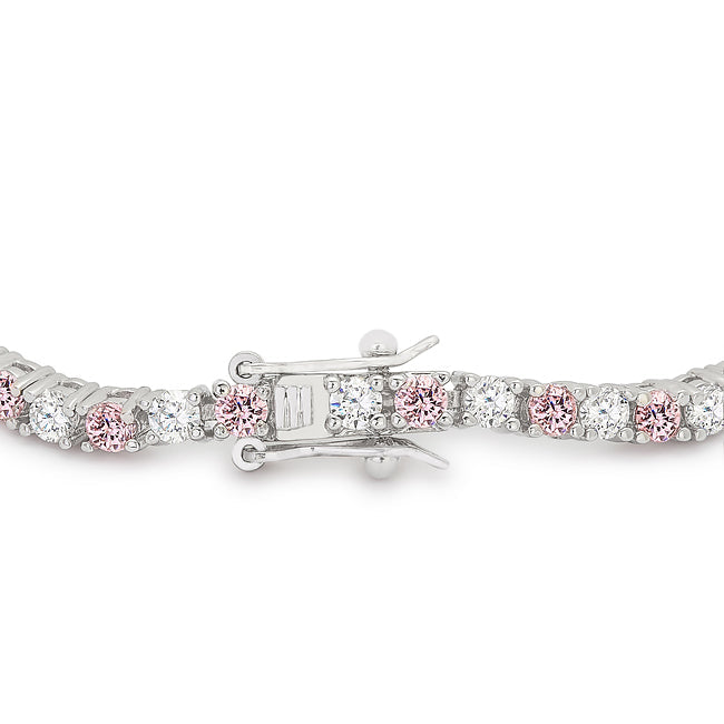 Victoria Tennis 8” Bracelet | Lacy Pink | Silver Toned