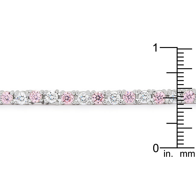 Victoria Tennis 8” Bracelet | Lacy Pink | Silver Toned