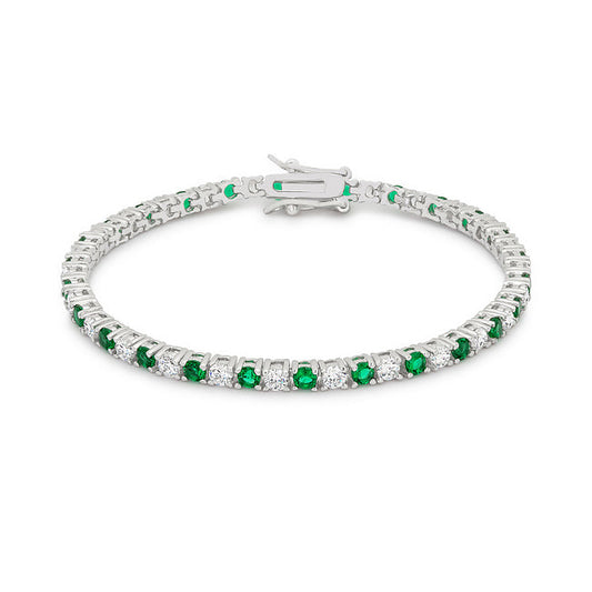 Victoria Tennis 8” Bracelet | Green | Silver Toned