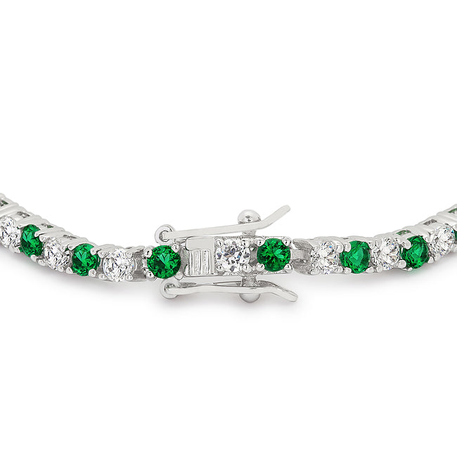 Victoria Tennis 8” Bracelet | Green | Silver Toned