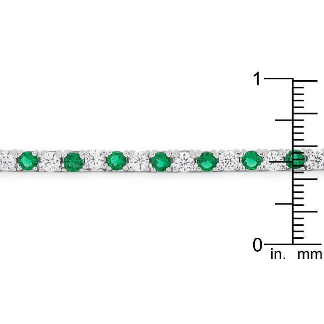 Victoria Tennis 8” Bracelet | Green | Silver Toned