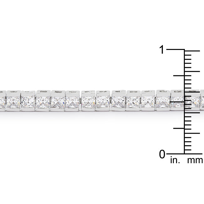 Victoria Tennis Bracelet 7” Princess Cut | Clear | Silver Toned