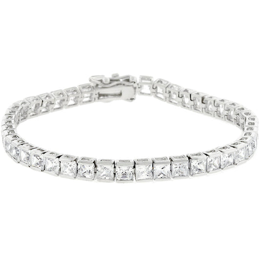 Victoria Tennis Bracelet 7” | Clear | Silver