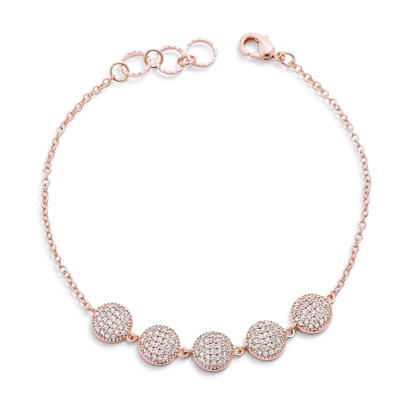 Chic Pavé Disk Bracelet | Rose Gold