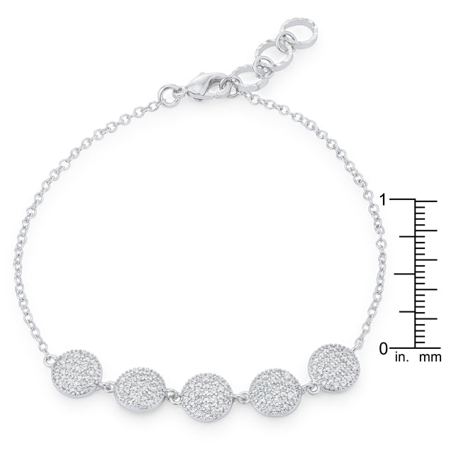 Carol 0.8ct CZ Rhodium Pave Disc Bracelet