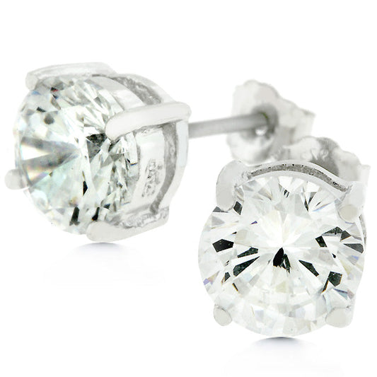 7mm Round Cut Stud Earrings