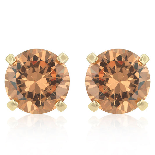 Simple Champagne Cubic Zirconia Studs