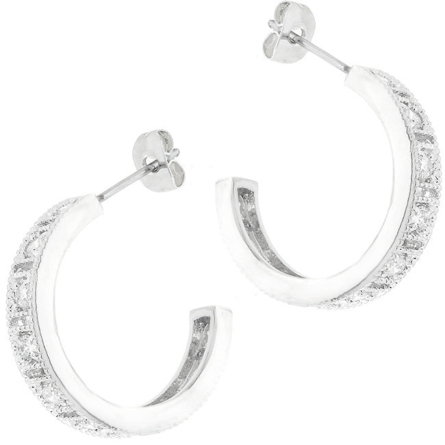 Studded Cubic Zirconia Hooplet Earrings