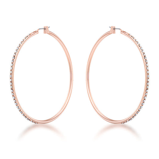 Large Rosegold Hoop Earrings with Crystals