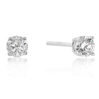 6mm New Sterling Round Cut Cubic Zirconia Studs Silver