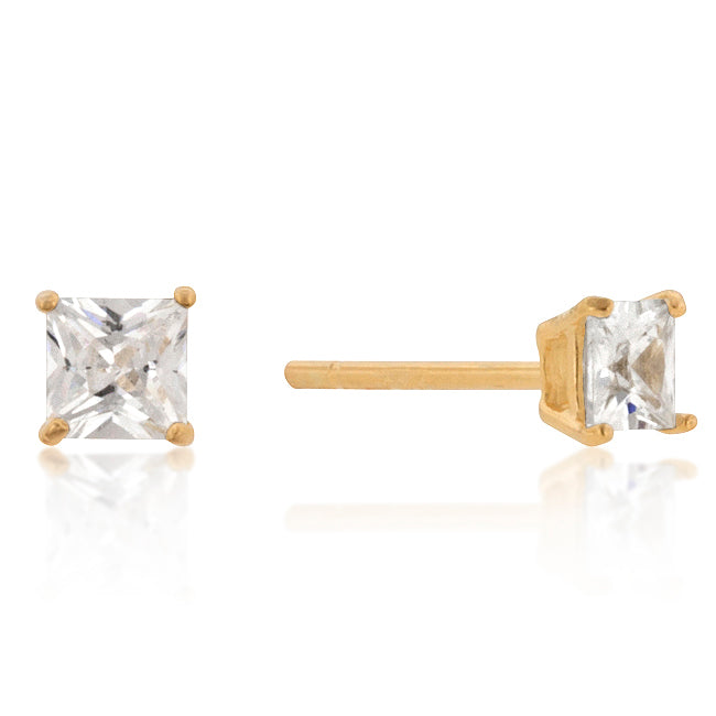 Princess Cut Studs | Gold