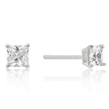 Princess Cut Studs|Silver