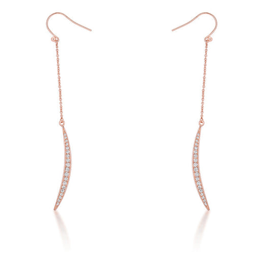 Luna 0.5ct CZ Rose Gold Delicate Moon Drop Earrings