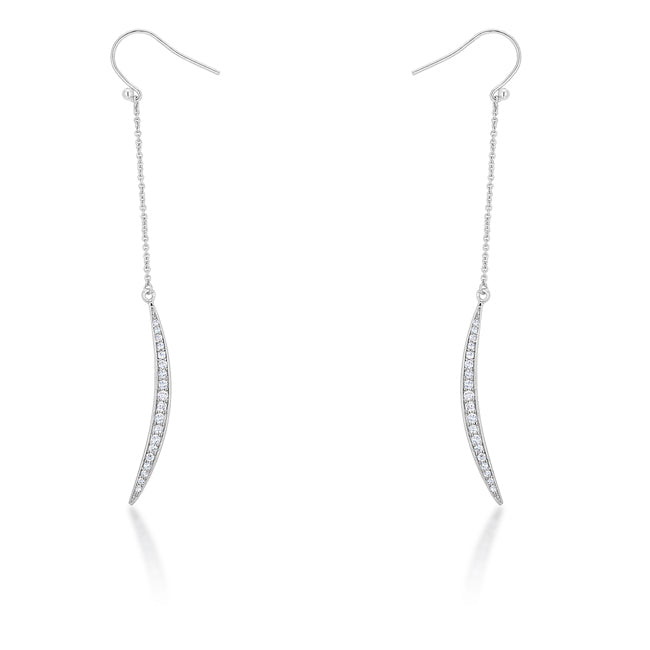 Luna 0.5ct CZ Rhodium Delicate Moon Drop Earrings