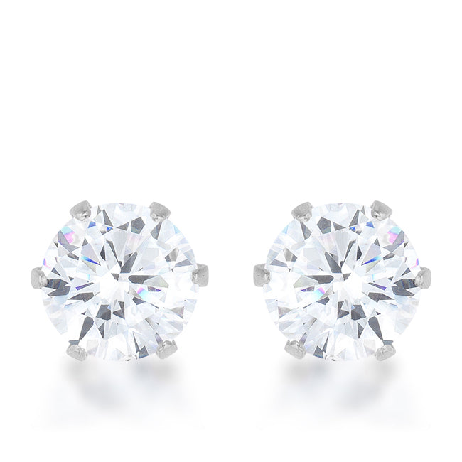 Reign 3.4ct CZ Rhodium Stainless Steel Stud Earrings