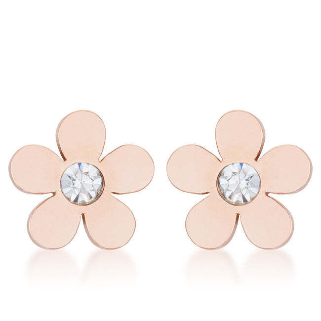 Daisy Flower Stud Earrings | Rose Gold