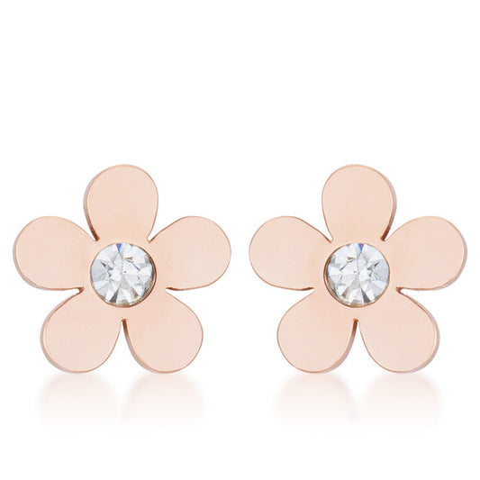 Daisy Flower Stud Earrings | Rose Gold