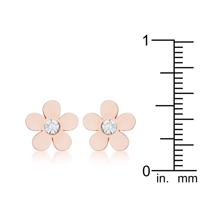 Daisy Flower Stud Earrings | Rose Gold