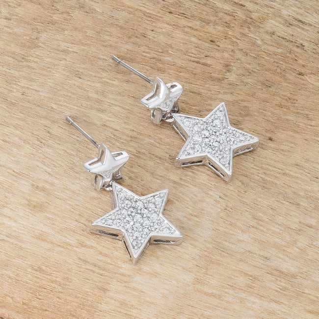 Star Drop Earrings| Silver