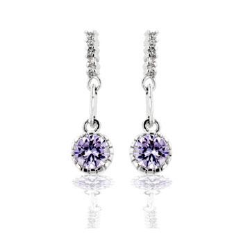 Lavender Cubic Zirconia Dangle Earrings