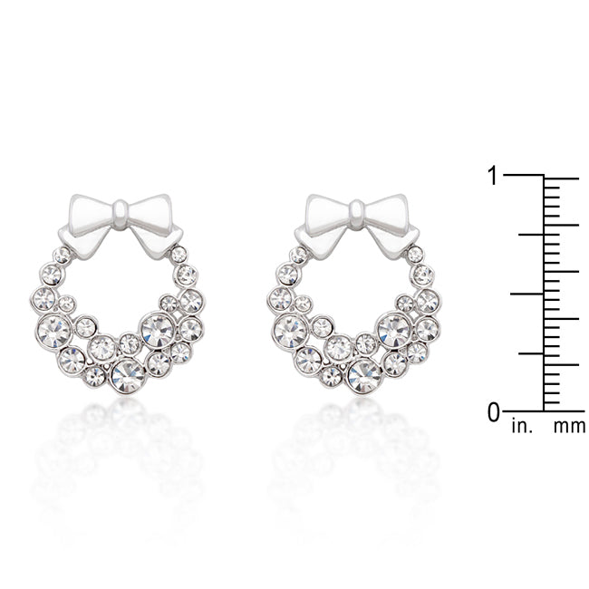 Holiday Wreath Clear Crystal Earrings