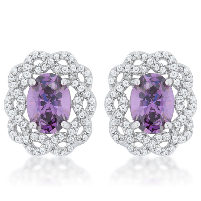 Mia Oval Stud Earrings | Amethyst