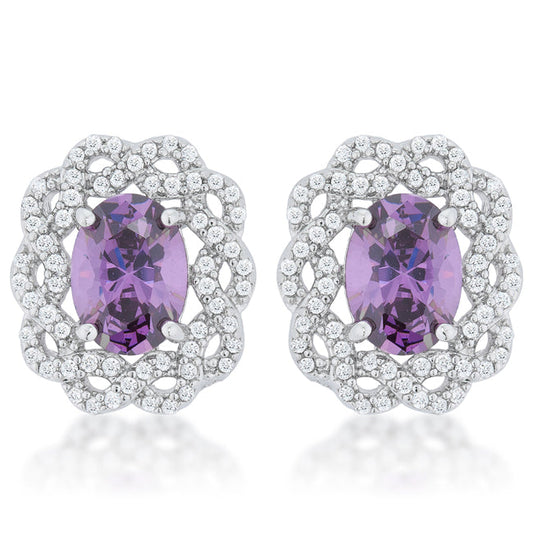 Mia Oval Stud Earrings | Amethyst