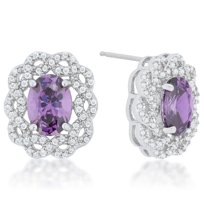 Mia Oval Stud Earrings | Amethyst