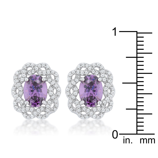 Mia Oval Stud Earrings | Amethyst