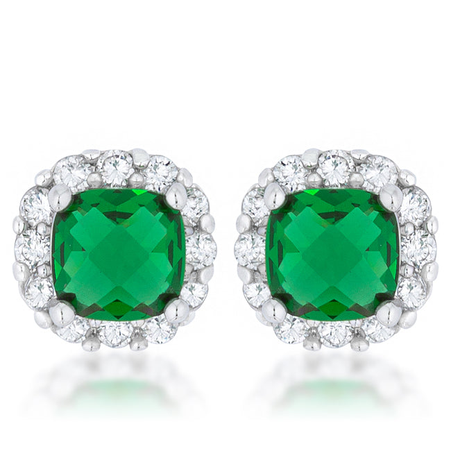 Liz Cushion Stud Earrings | Emerald