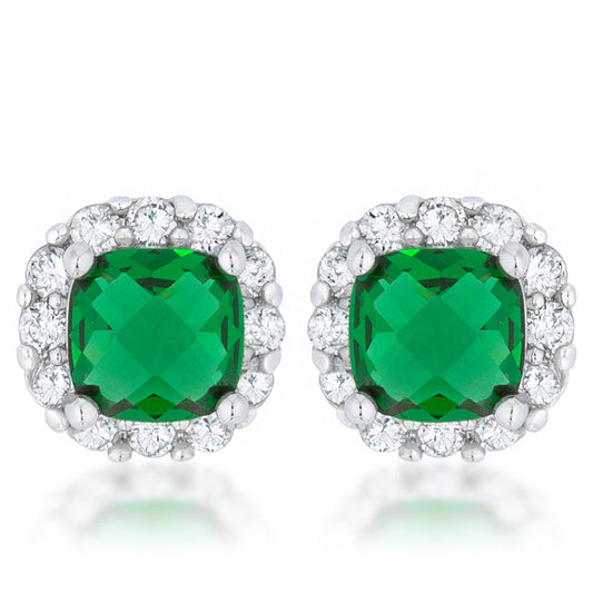 Liz Cushion Stud Earrings | Emerald