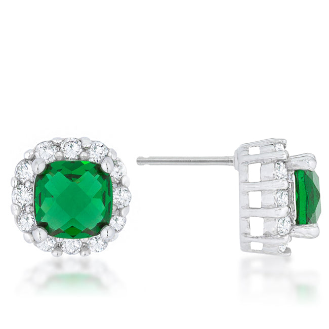 Liz Cushion Stud Earrings | Emerald