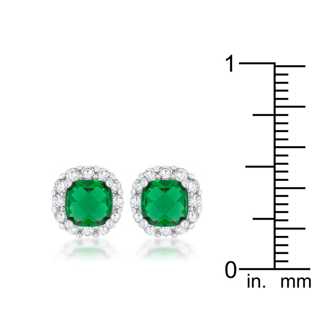 Liz Cushion Stud Earrings | Emerald