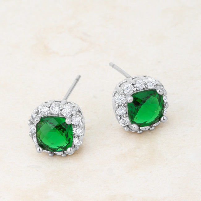 Liz Cushion Stud Earrings | Emerald