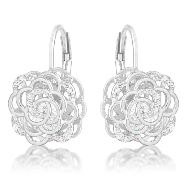 Rose Drop Earrings | Silver