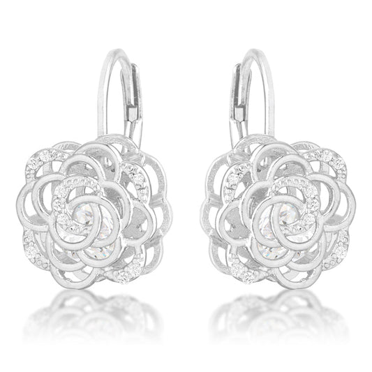 Rose Drop Earrings | Silver