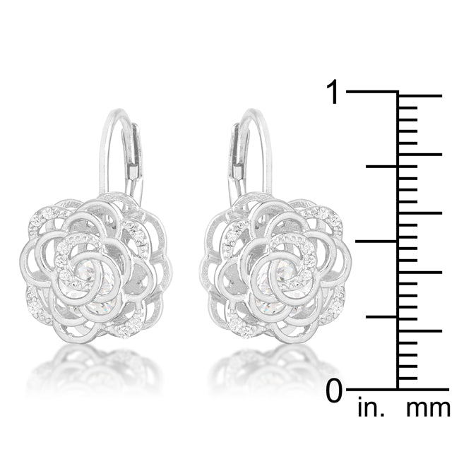 Rose Drop Earrings | Silver